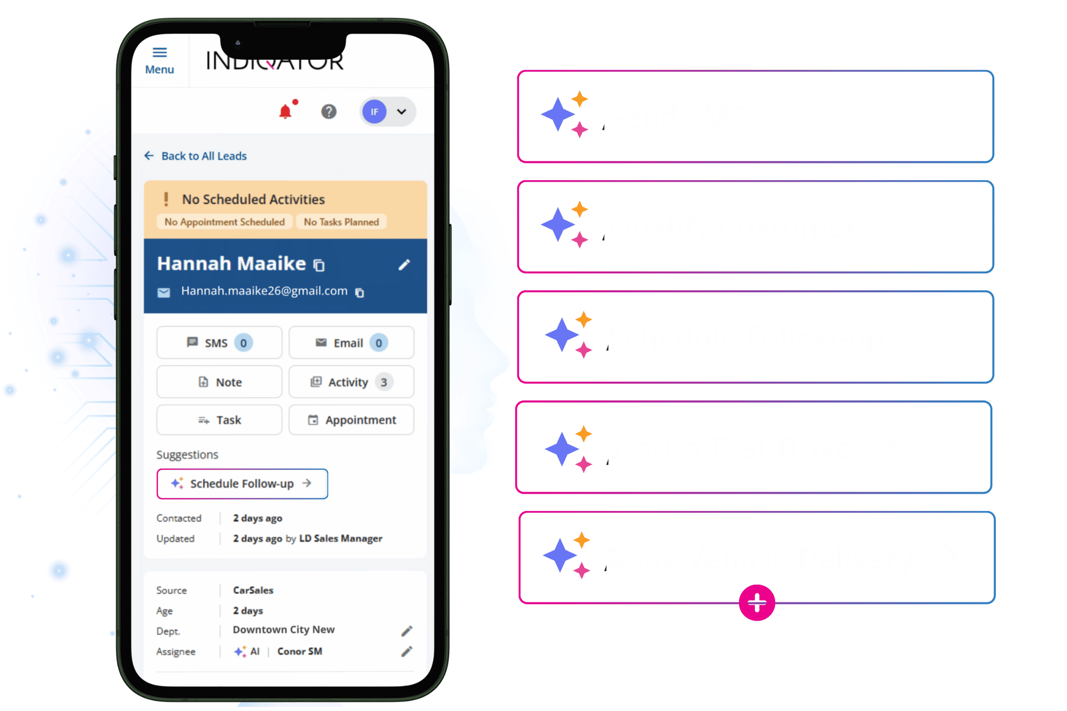 AI Automotive Lead Management Suggested Actions in LeadDriver